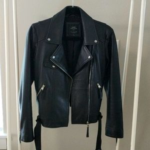 Zara genuine leather biker jacket